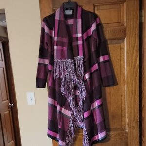 Ruff Hewn Purple Fringe Knit Cardigan